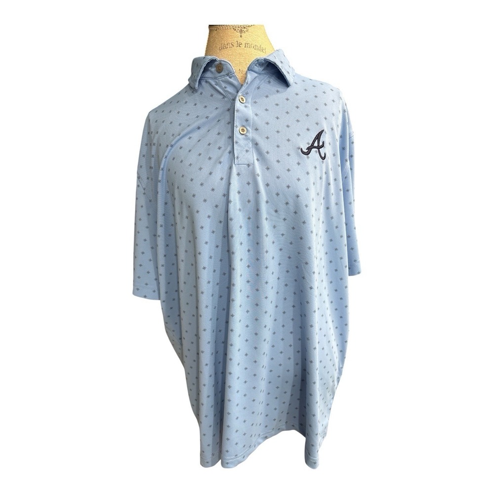 Cutter & Buck Atlanta Braves Virtue Eco Pique Polo XXL Blue